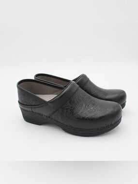 Dansko XP Black Embossed Leather Clogs
